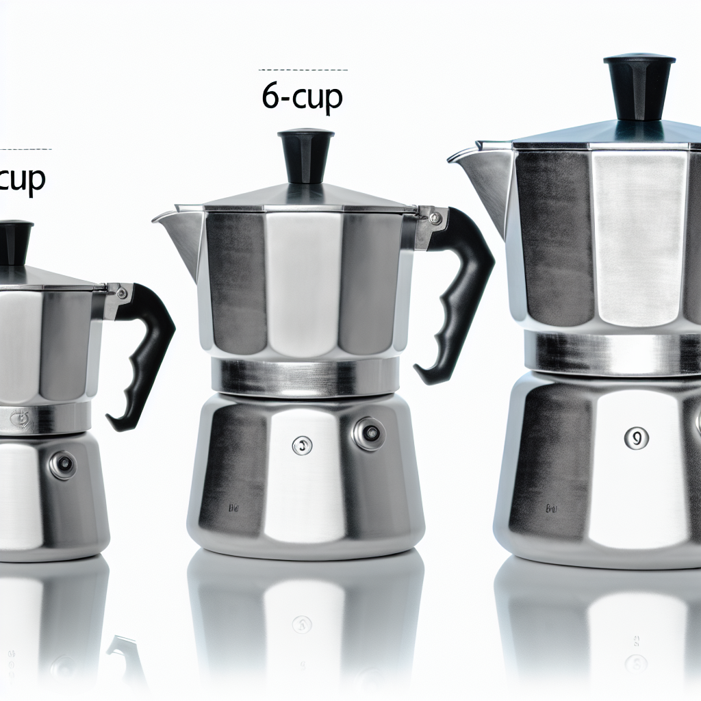 Percolator maten en materialen vergelijking - aluminium vs RVS verschillende groottes